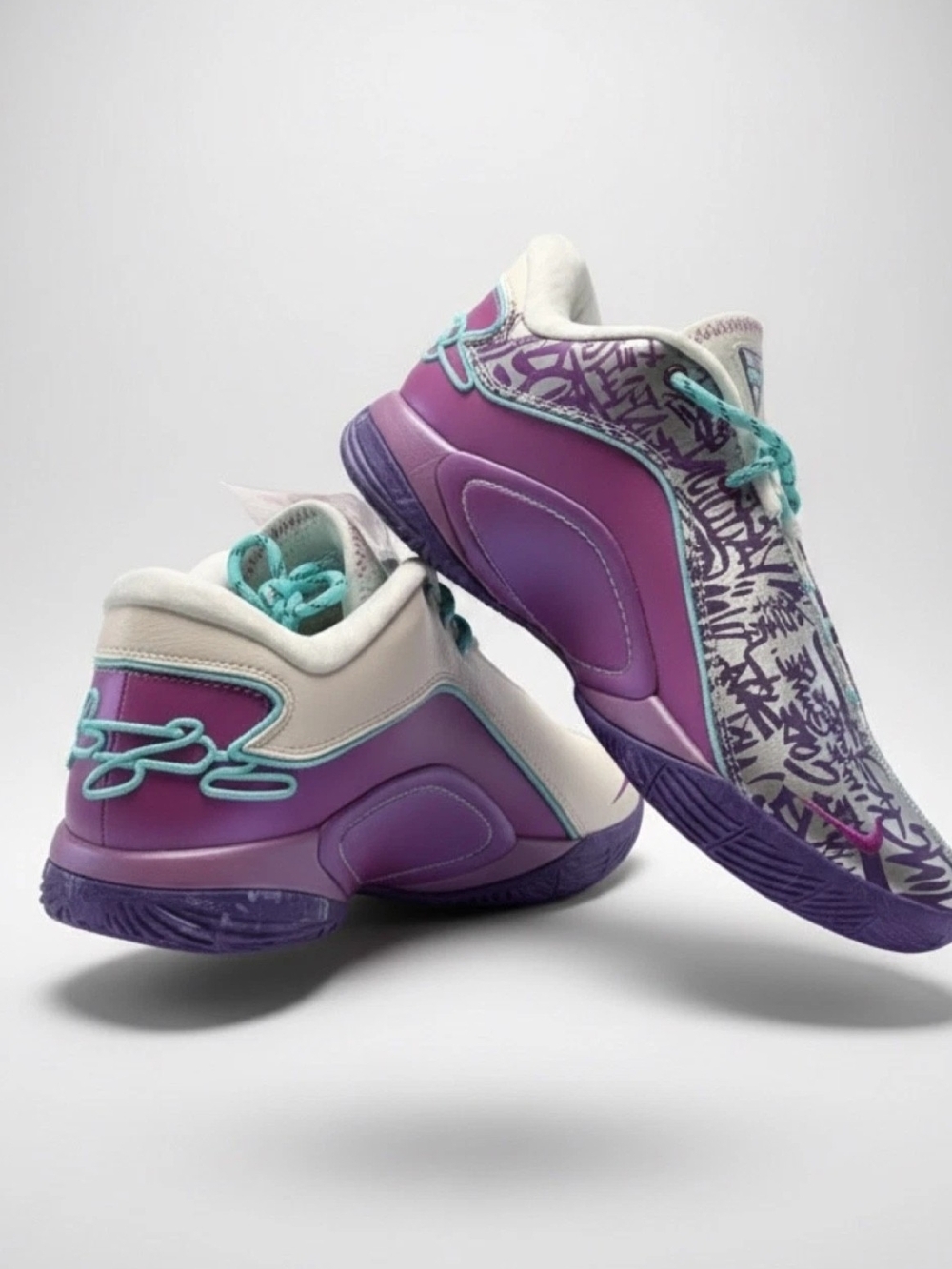 Purple & Teal Lebron Mens Athletic Sneakers